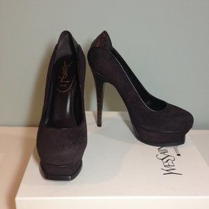 Authentic New Saint Laurent Tribute 105 pump with Ostrich details